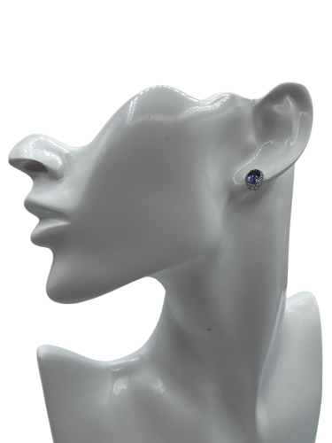 Blue Tanzanite Rhodium Silver Earrings