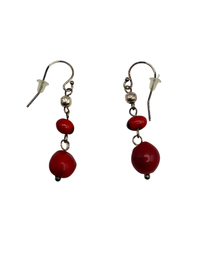 Red Murano earrings.
