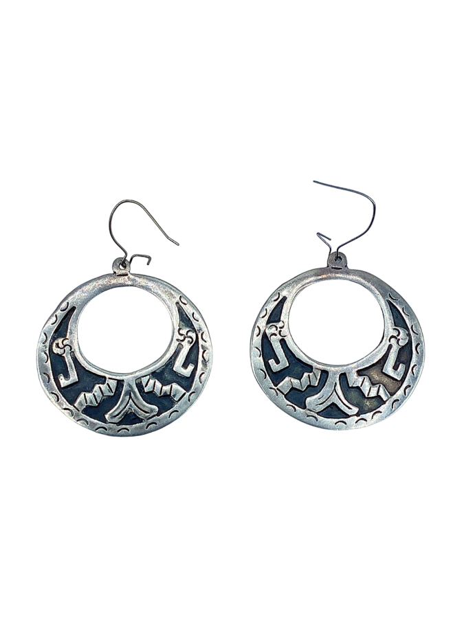 Sterling Silver Native American Style Hoop Earrings