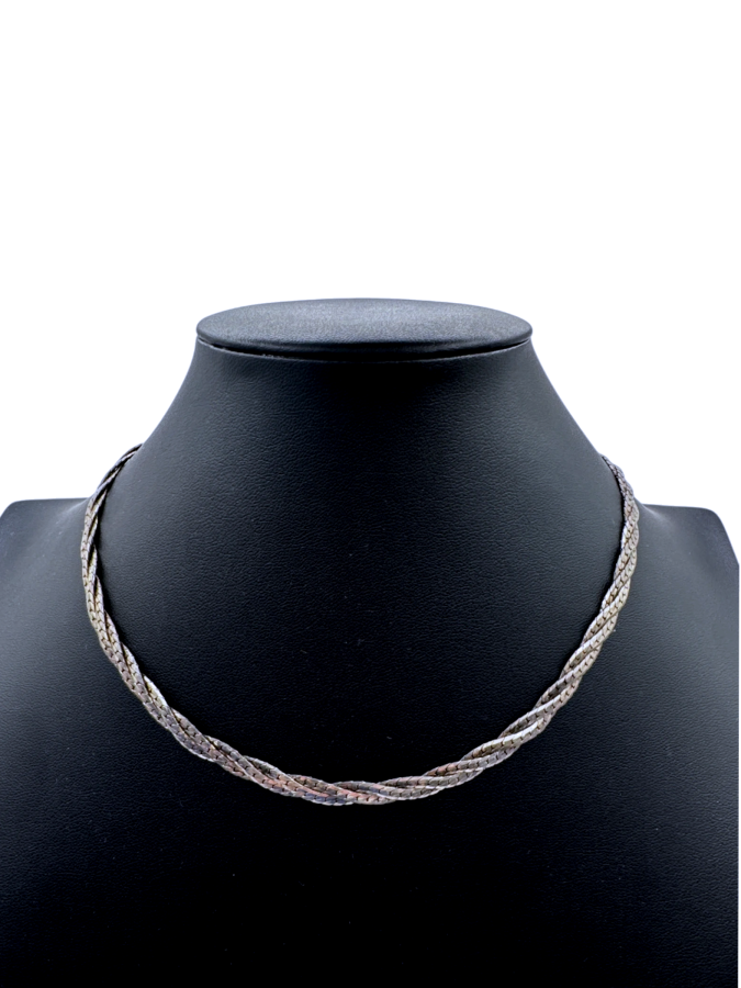 Silver Plated Braid Chain Necklace