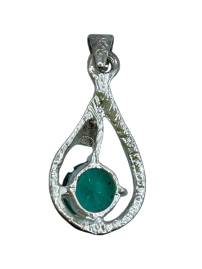 Silver emerald twist pendant