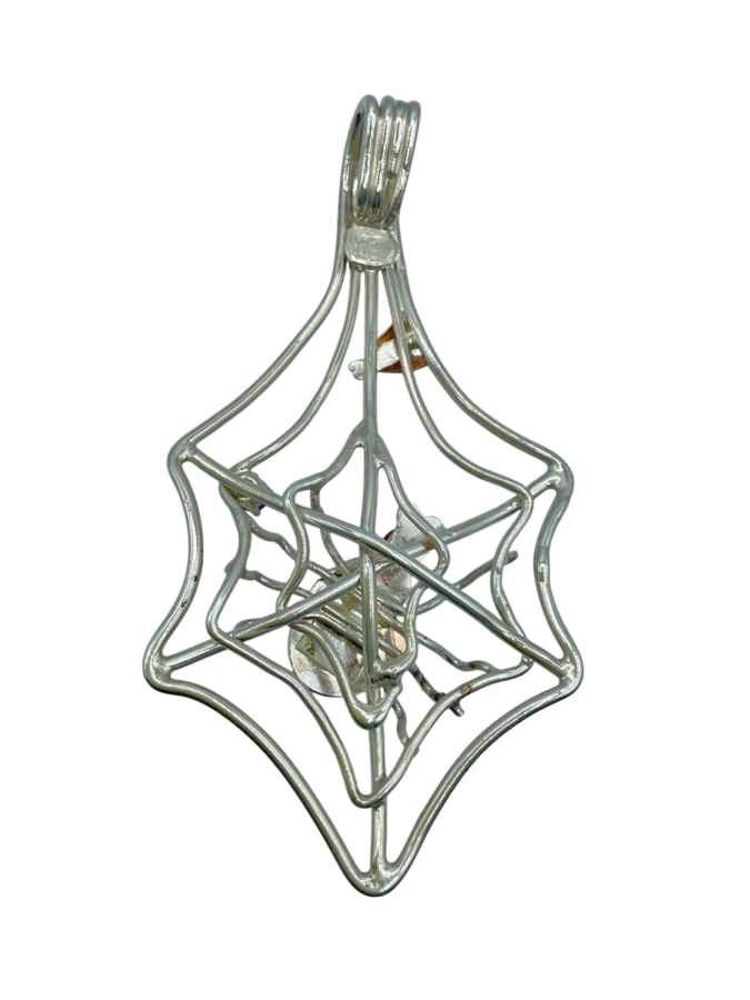 Spiderweb Pendant with Opal and Gemstones
