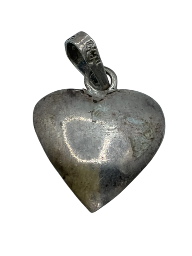 Vintage Sterling Silver Puffy Heart Pendant