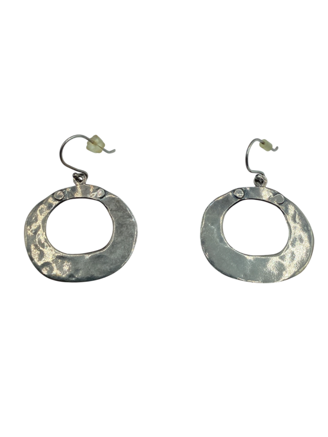 Sterling Silver Hammered Circle Dangle Earrings