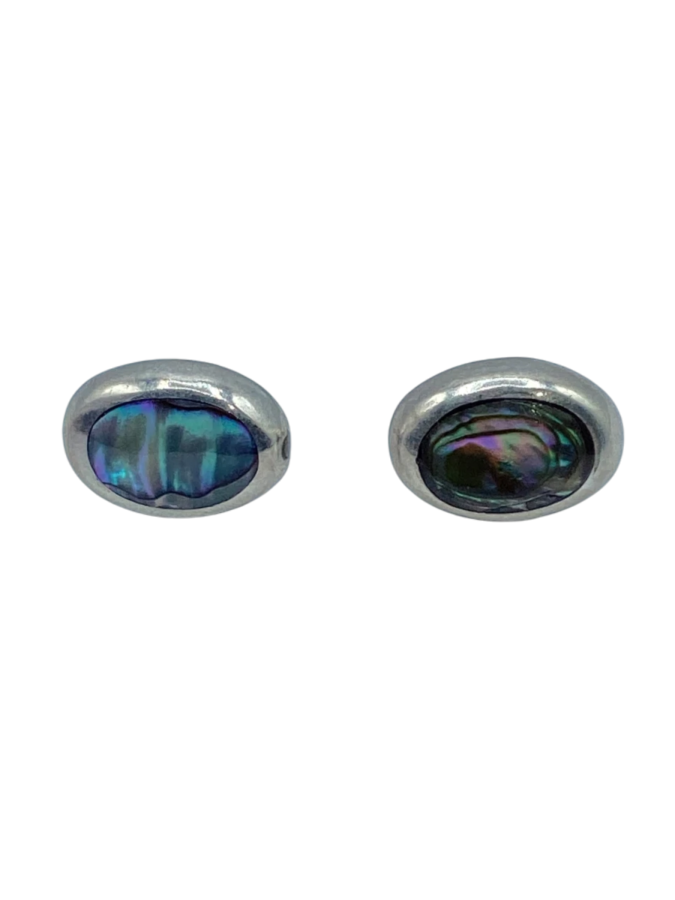 Sterling Silver Stud Earrings with Abalone Shell Inlay
