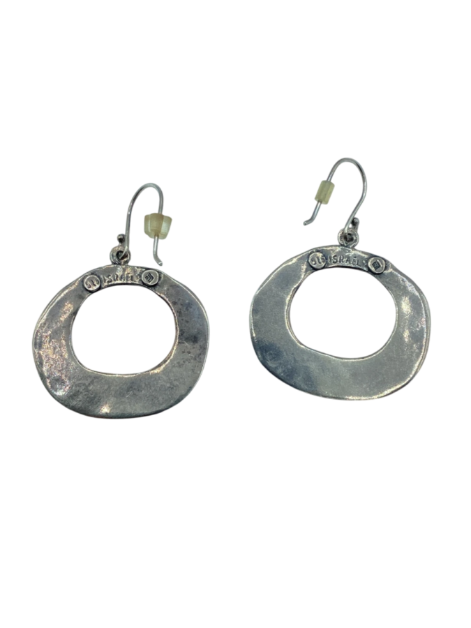 Sterling Silver Hammered Circle Dangle Earrings