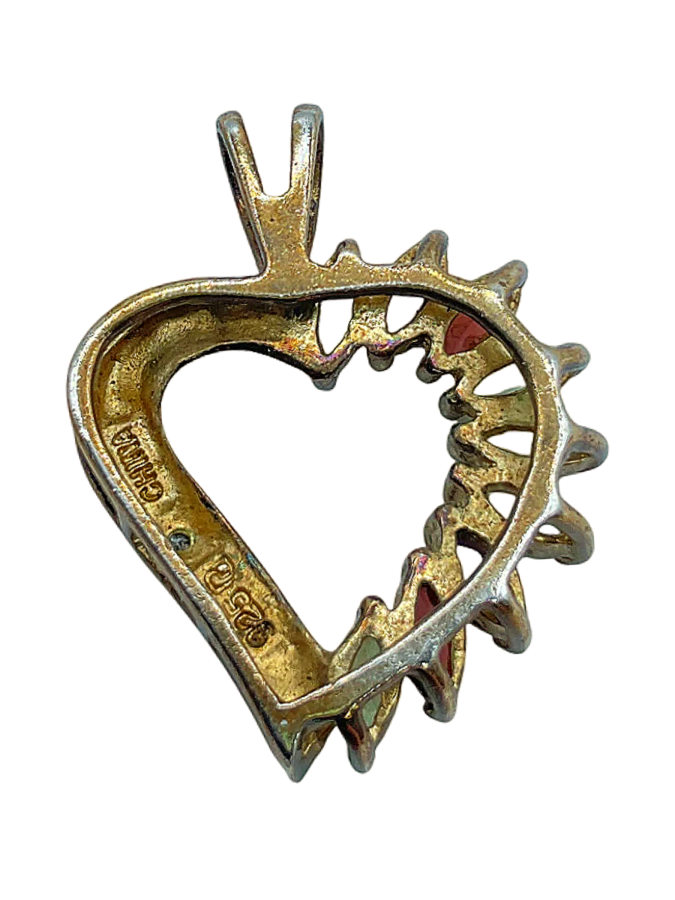 925 Sterling Silver Gold Vermeil Heart Pendant