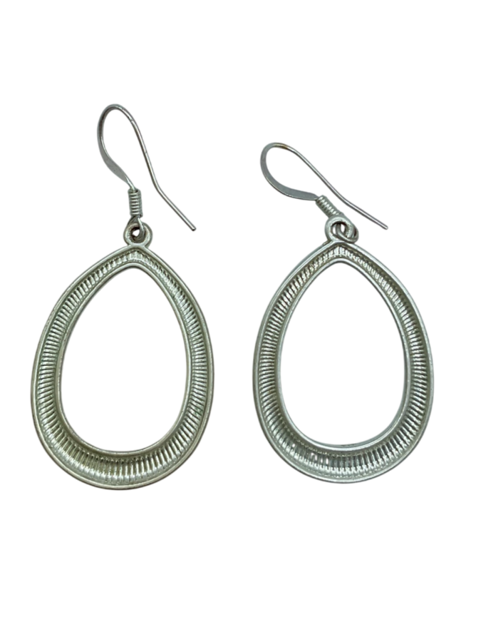 Sterling Silver Open Teardrop Dangle Earrings
