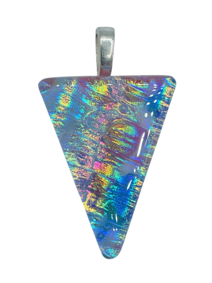 Iridescent Dichroic Glass Triangle Pendant