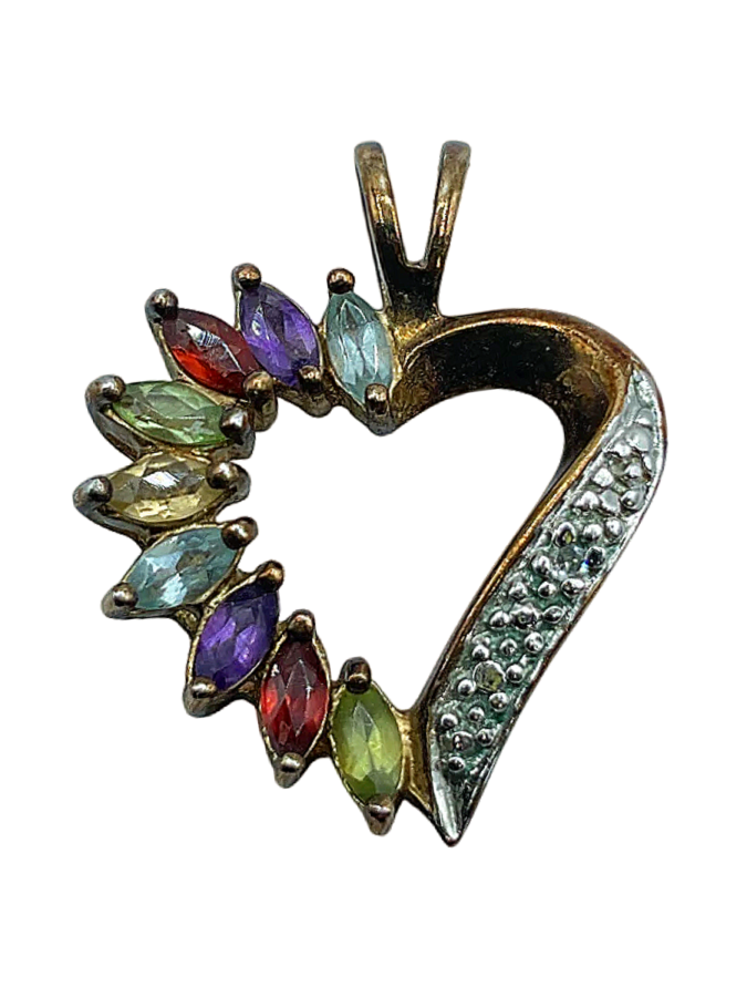 925 Sterling Silver Gold Vermeil Heart Pendant