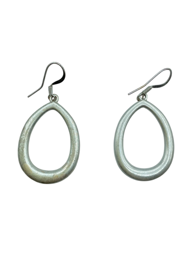 Sterling Silver Open Teardrop Dangle Earrings