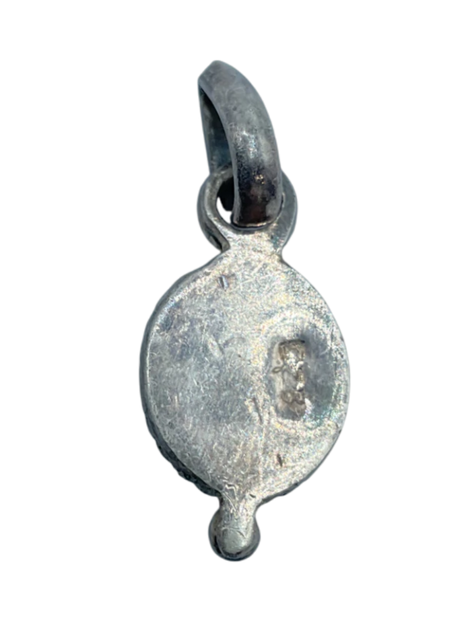 Sterling Silver Pendant with Round Turquoise Cabochon