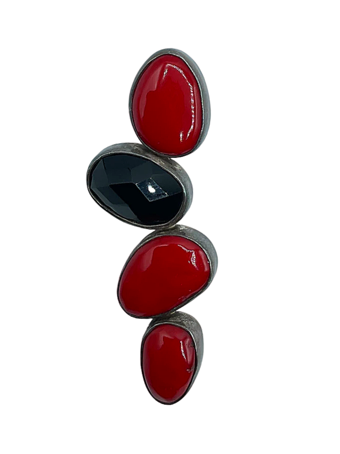 Abstract Silver and Enamel Pendant with Geometric Shapes
