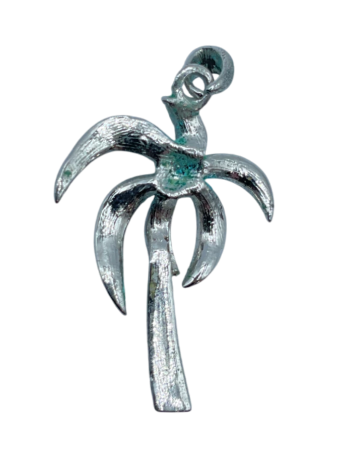 Sparkling Palm Tree Pendant with Green and Brown Crystals