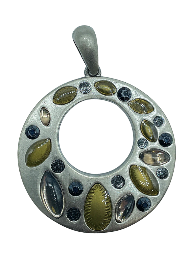 Silver-tone circular pendant