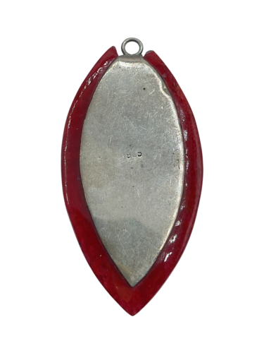 Red Jasper and Silver Marquise Pendant