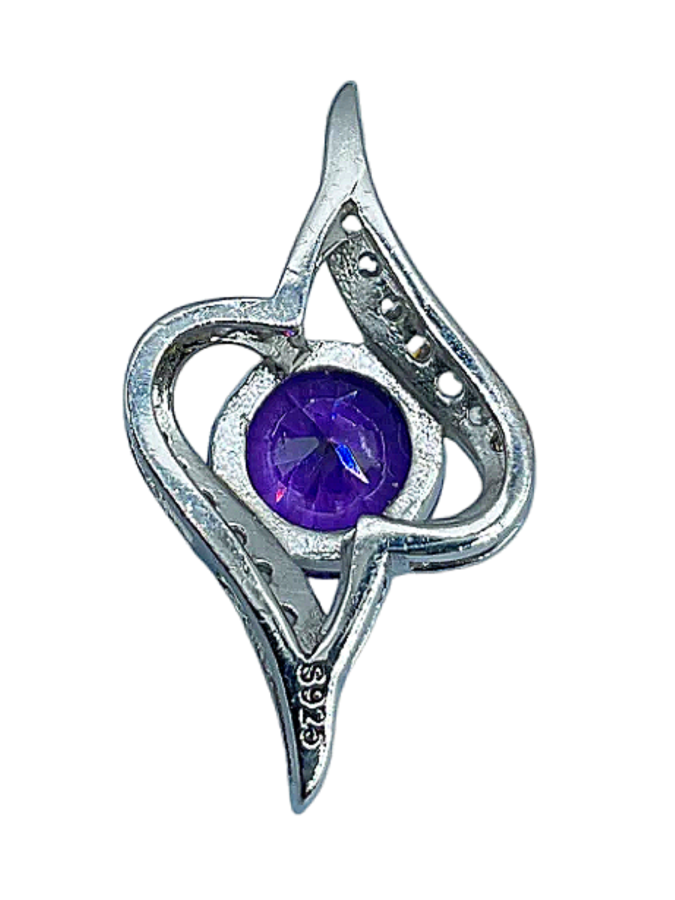 Amethyst and Cubic Zirconia Silver Pendant