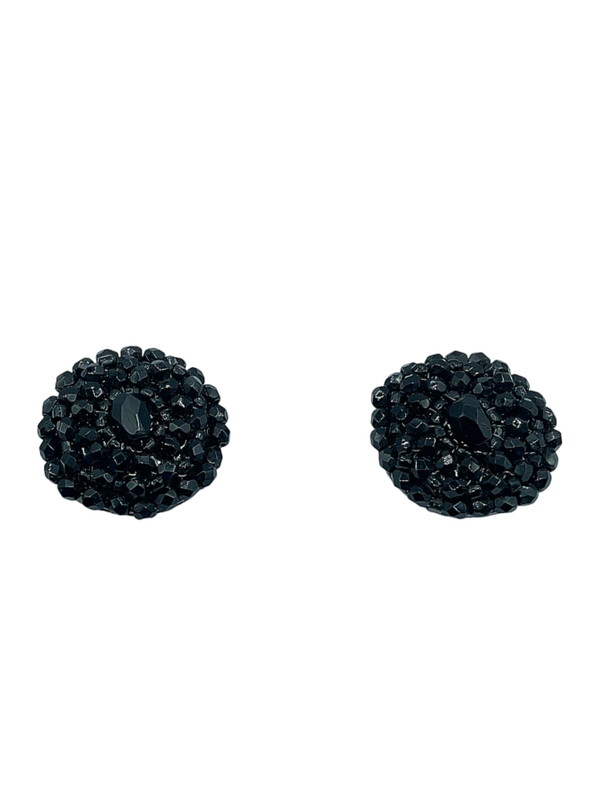 Elegant Black Beaded Circle Earrings