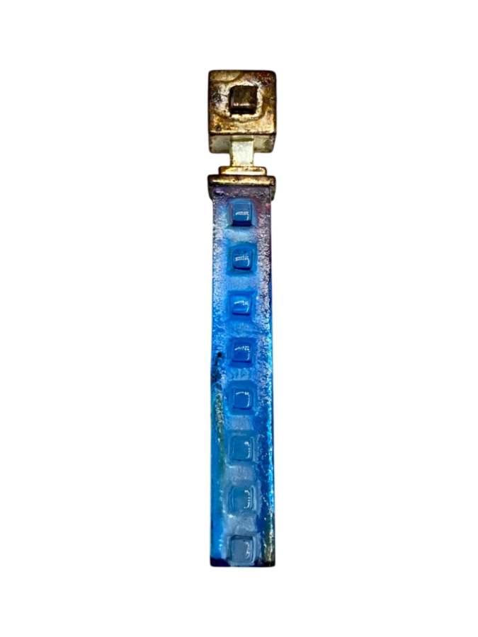 Sterling Silver and Blue Glass Pendant with Textured Design