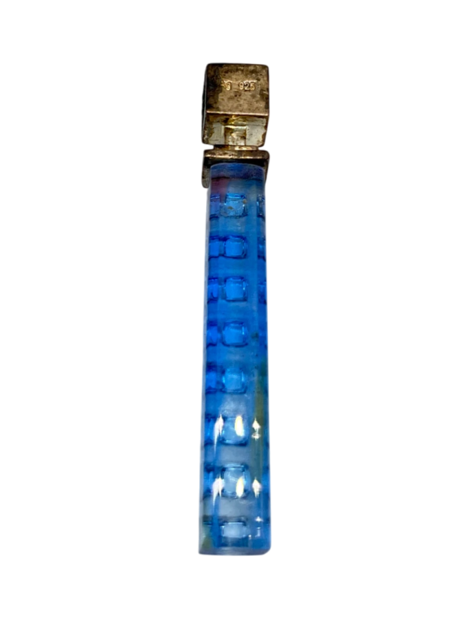 Sterling Silver and Blue Glass Pendant with Textured Design