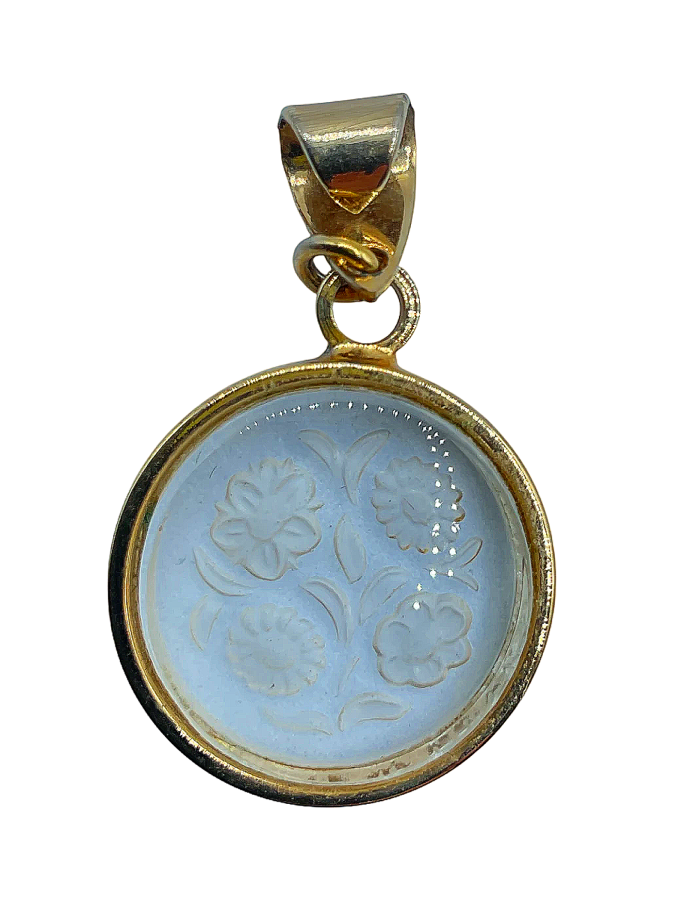 Floral Carved Mother of Pearl Pendant