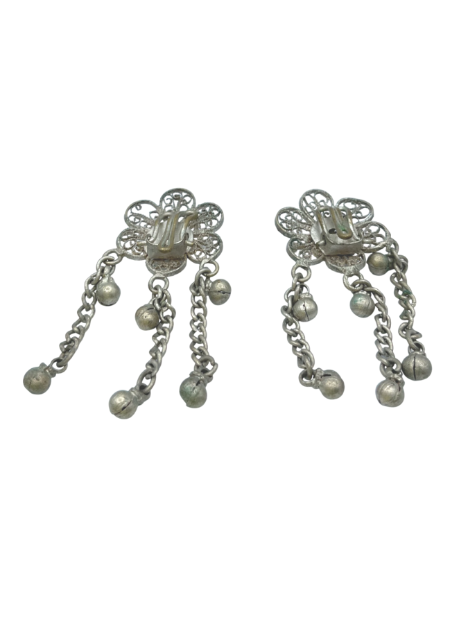 Silver Tone Flower Earrings