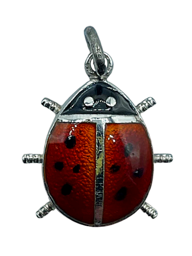 Vintage Sterling Silver Enamel Ladybug Charm