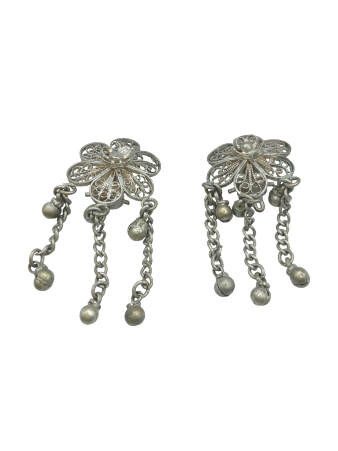 Silver Tone Flower Earrings