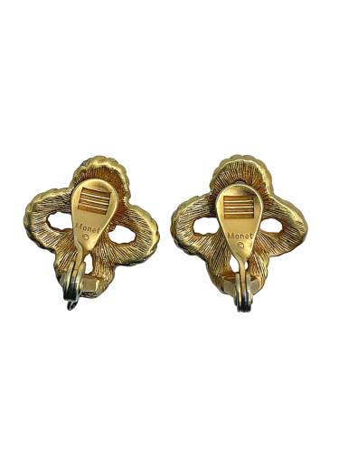 Monet Vintage Gold Tone Clip On Earrings