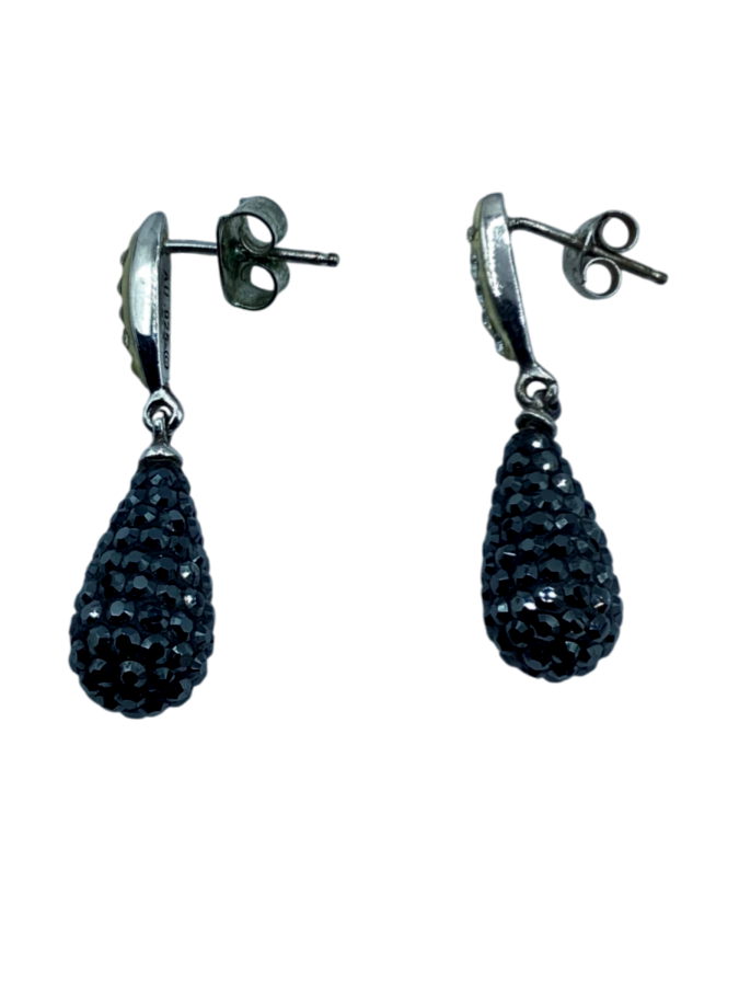 Sterling Silver Pave Drop Earrings