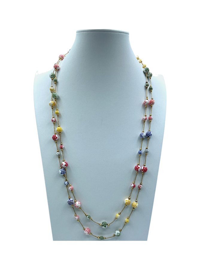 Two-strand multicolored necklace