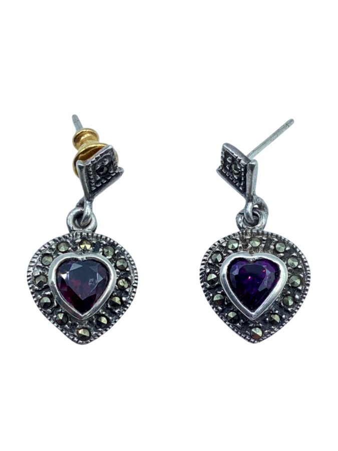 Sterling Silver 925 heart-shaped earrings