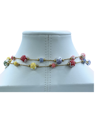 Two-strand multicolored necklace