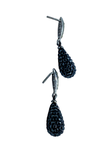Sterling Silver Pave Drop Earrings
