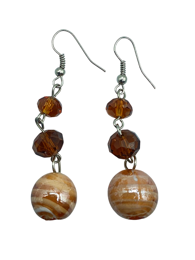 Tiger Eye Beaded Dangle Earrings