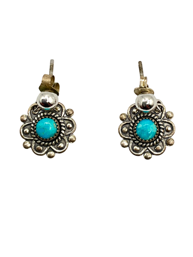 Turquoise round dangle earrings