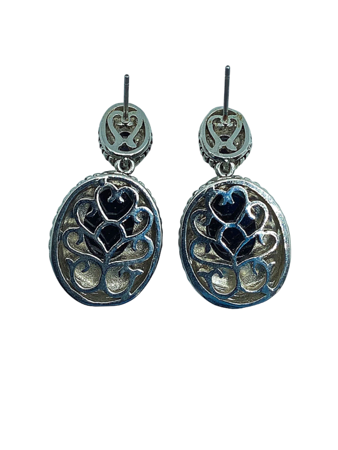 Sterling Silver Black Onyx Drop Earrings