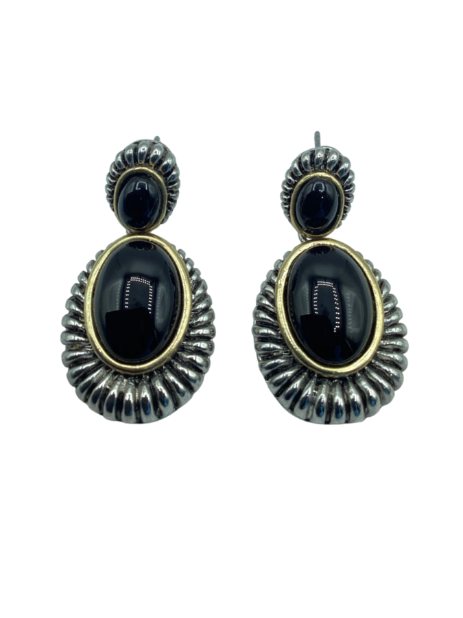 Sterling Silver Black Onyx Drop Earrings