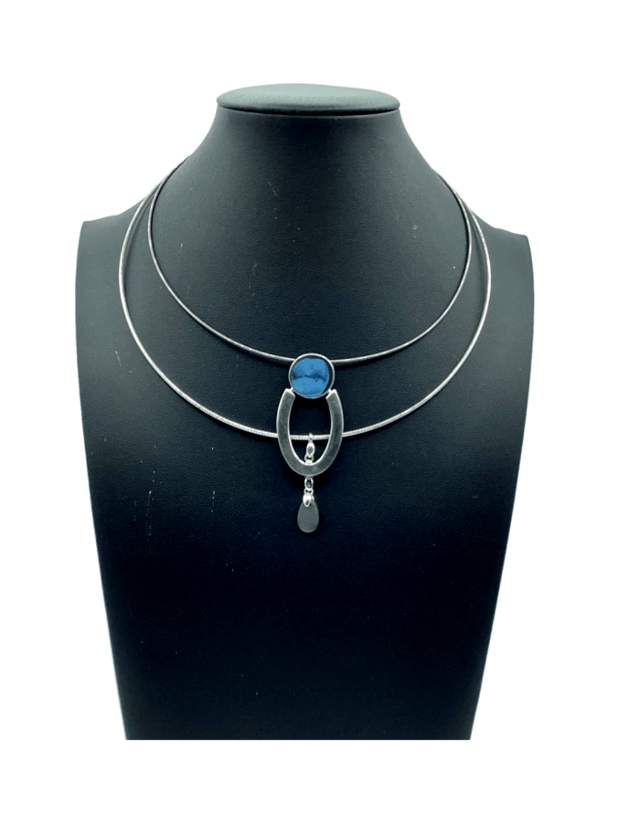 Modern Silver Necklace with Pendant