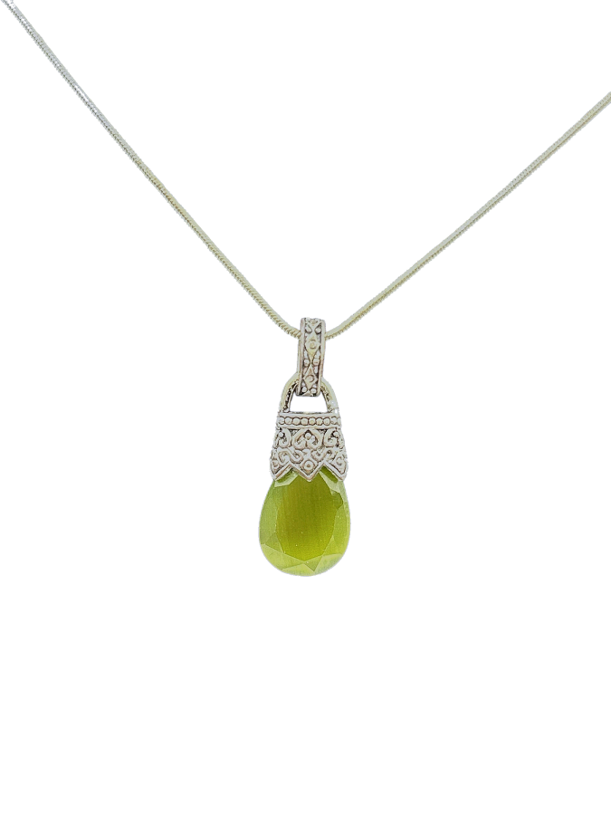 Green Jade Teardrop Pendant Necklace