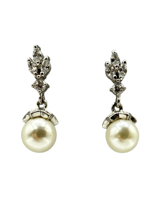 Elegant Pearl Drop Earrings with Cubic Zirconia Accents