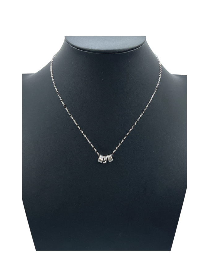 Sterling Silver Necklace with Textured Ring Pendants