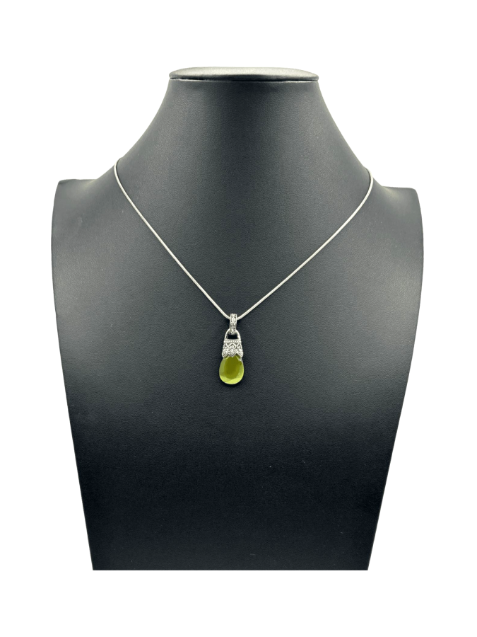 Green Jade Teardrop Pendant Necklace