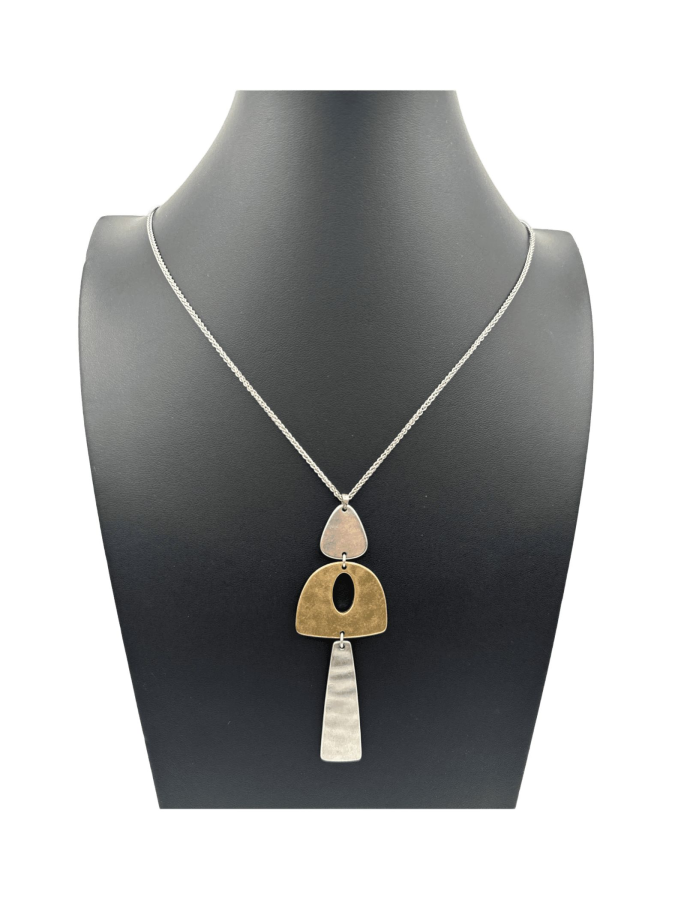 Silver Tone Geometric Pendant Necklace