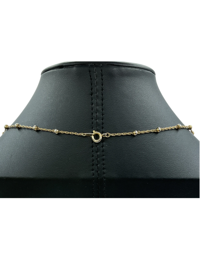 Gold Beaded Chain Necklace with Round Scenic Pendant