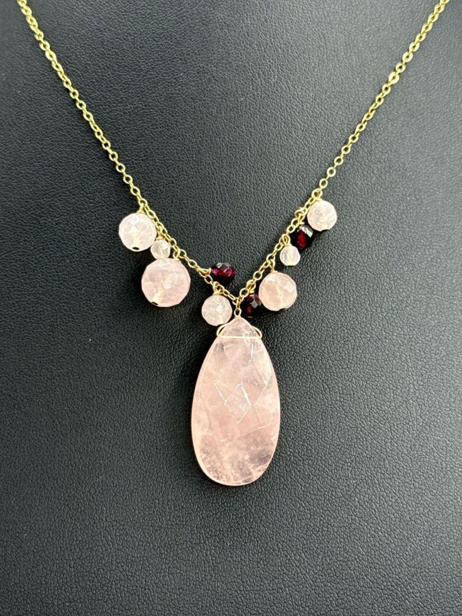 Rose Quartz and Gemstone Beaded Necklace
