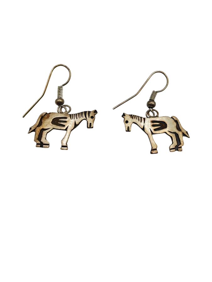 Silver horse earrings.