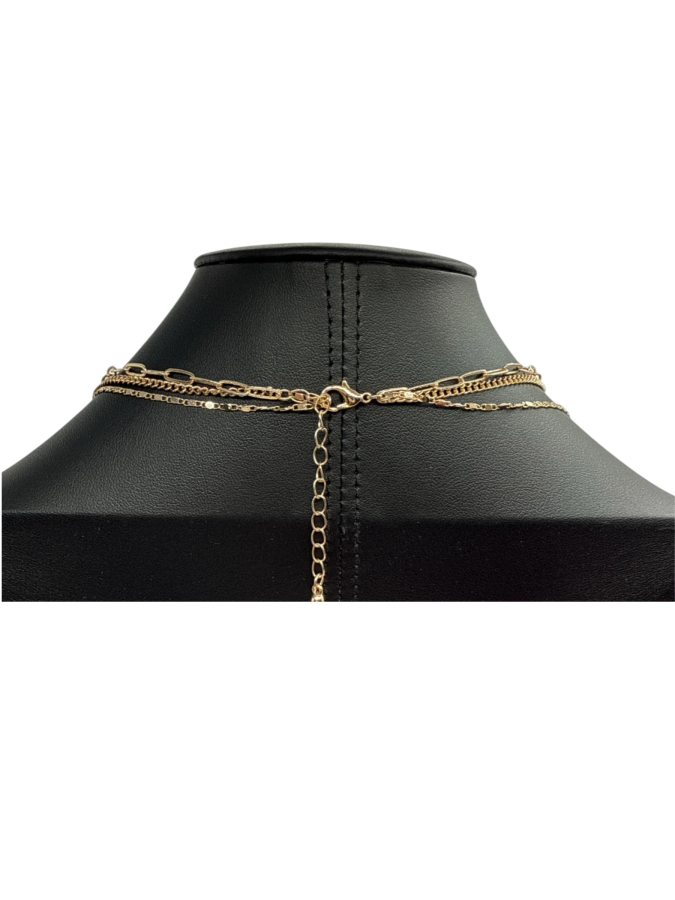 Layered Paperclip Chain Necklace With Sphere Pendant