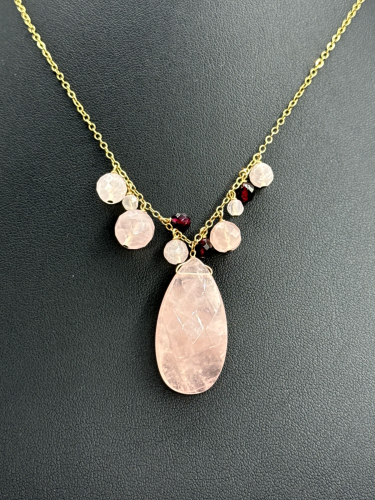 Rose Quartz and Gemstone Beaded Necklace