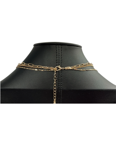 Layered Paperclip Chain Necklace With Sphere Pendant